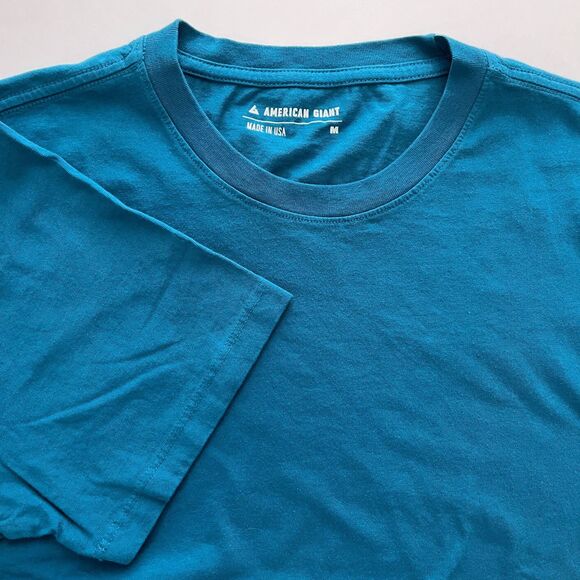 American Giant Shirt Men's Medium Blue Casual Short Sleeve Performance USA Made - Picture 1 of 4
